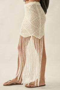 Fringe Festival Crochet Fringed Maxi Skirt - ShopPromesa