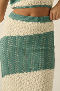 Horizon Line Colorblock Crochet-Knit Maxi Skirt - ShopPromesa