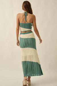Horizon Line Colorblock Crochet-Knit Maxi Skirt - ShopPromesa