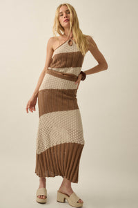 Horizon Line Colorblock Crochet-Knit Maxi Skirt - ShopPromesa
