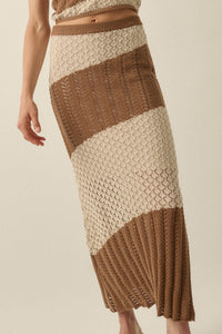 Horizon Line Colorblock Crochet-Knit Maxi Skirt - ShopPromesa