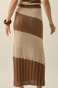 Horizon Line Colorblock Crochet-Knit Maxi Skirt - ShopPromesa