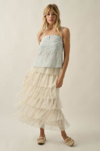 Frill Seeker Floral Lace and Tulle Ruffle Maxi Skirt - ShopPromesa