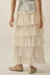 Frill Seeker Floral Lace and Tulle Ruffle Maxi Skirt - ShopPromesa