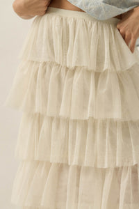 Frill Seeker Floral Lace and Tulle Ruffle Maxi Skirt - ShopPromesa