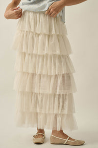 Frill Seeker Floral Lace and Tulle Ruffle Maxi Skirt - ShopPromesa