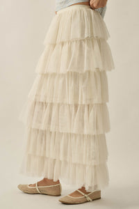 Frill Seeker Floral Lace and Tulle Ruffle Maxi Skirt - ShopPromesa