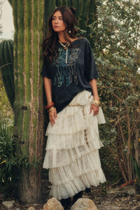 Frill Seeker Floral Lace and Tulle Ruffle Maxi Skirt - ShopPromesa