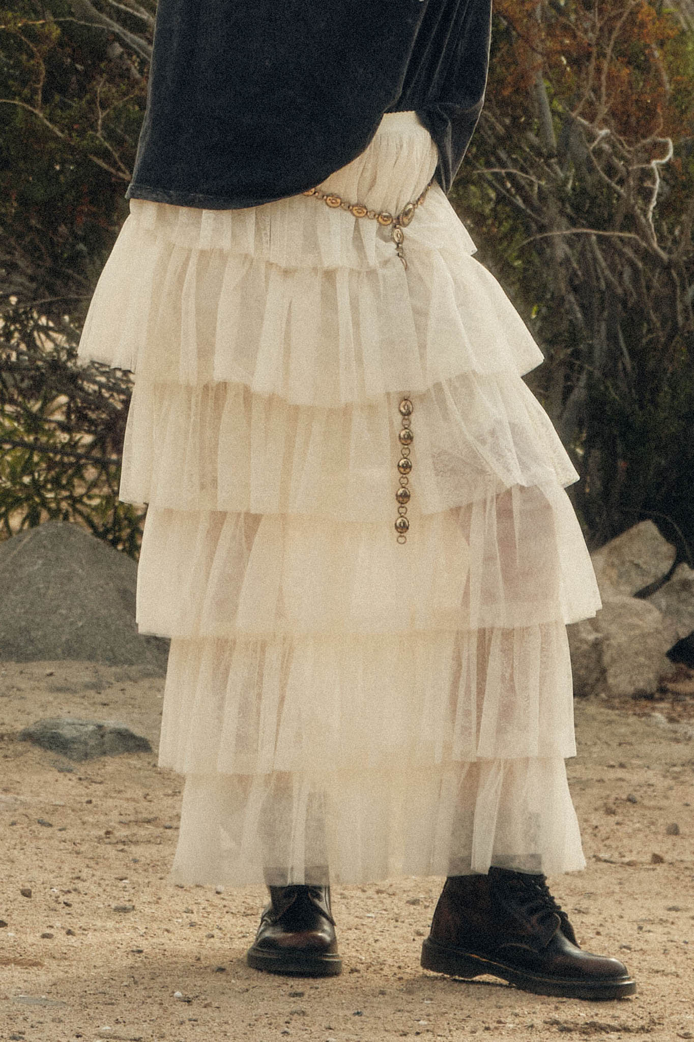 Frill Seeker Floral Lace and Tulle Ruffle Maxi Skirt - ShopPromesa