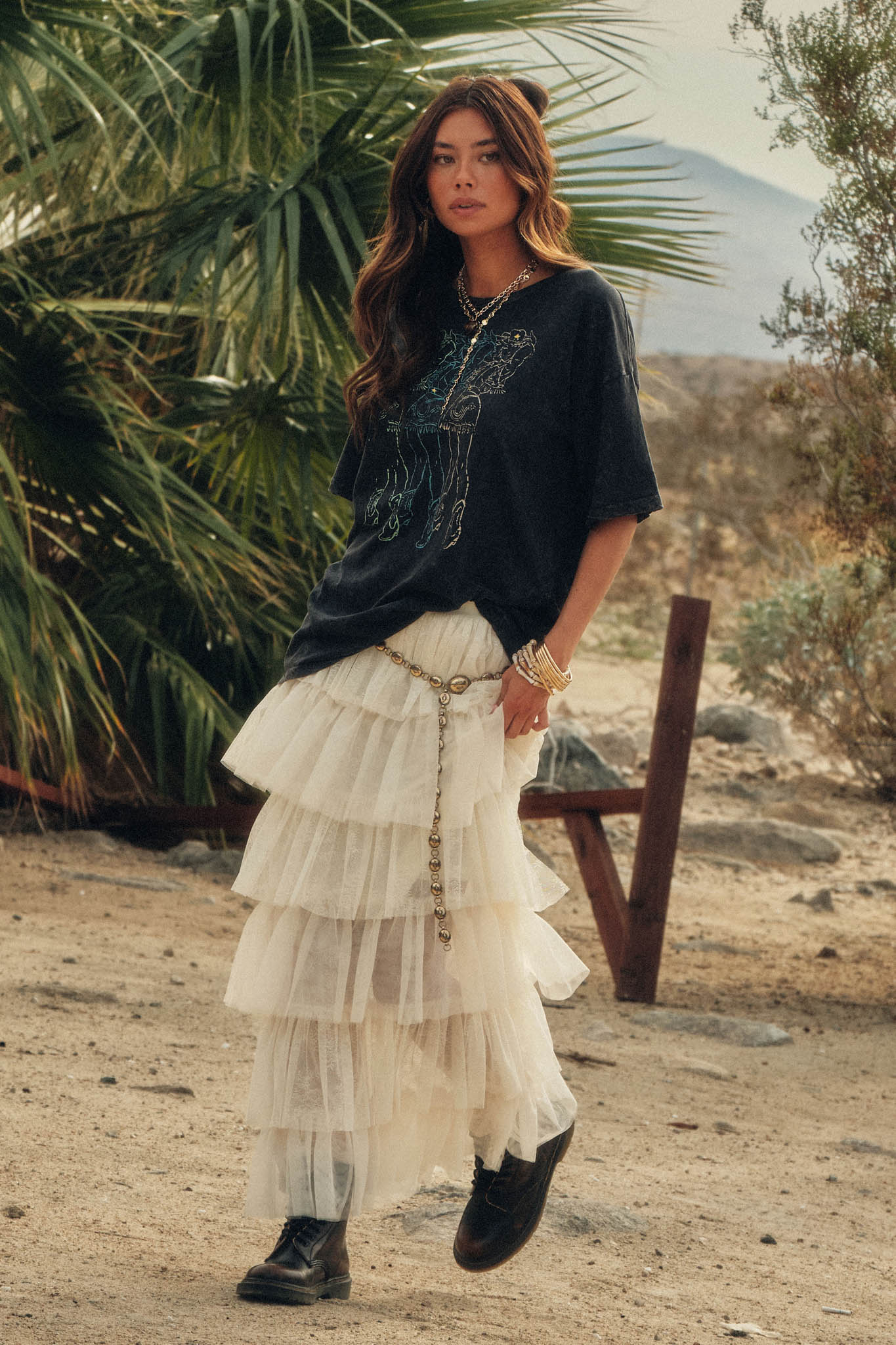 Frill Seeker Floral Lace and Tulle Ruffle Maxi Skirt - ShopPromesa