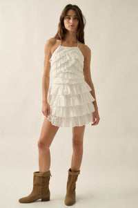 Crush On You Tiered ruffle Eyelet Lace Mini Skirt - ShopPromesa
