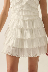 Crush On You Tiered ruffle Eyelet Lace Mini Skirt - ShopPromesa