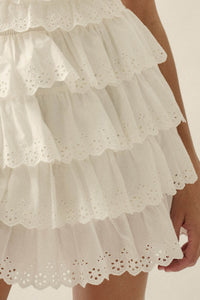 Crush On You Tiered ruffle Eyelet Lace Mini Skirt - ShopPromesa
