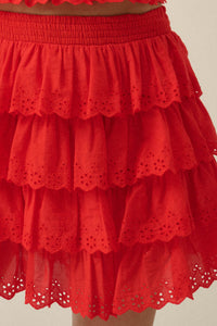 Crush On You Tiered ruffle Eyelet Lace Mini Skirt - ShopPromesa