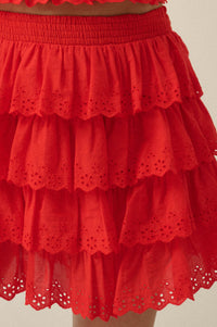 Crush On You Tiered ruffle Eyelet Lace Mini Skirt - ShopPromesa