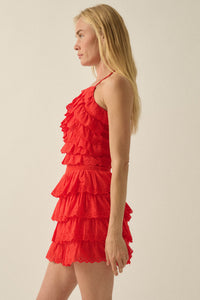 Crush On You Tiered ruffle Eyelet Lace Mini Skirt - ShopPromesa