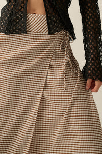 Sweet As Can Be Gingham Side-Tie Wrap Maxi Skirt - ShopPromesa