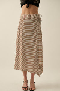 Sweet As Can Be Gingham Side-Tie Wrap Maxi Skirt - ShopPromesa