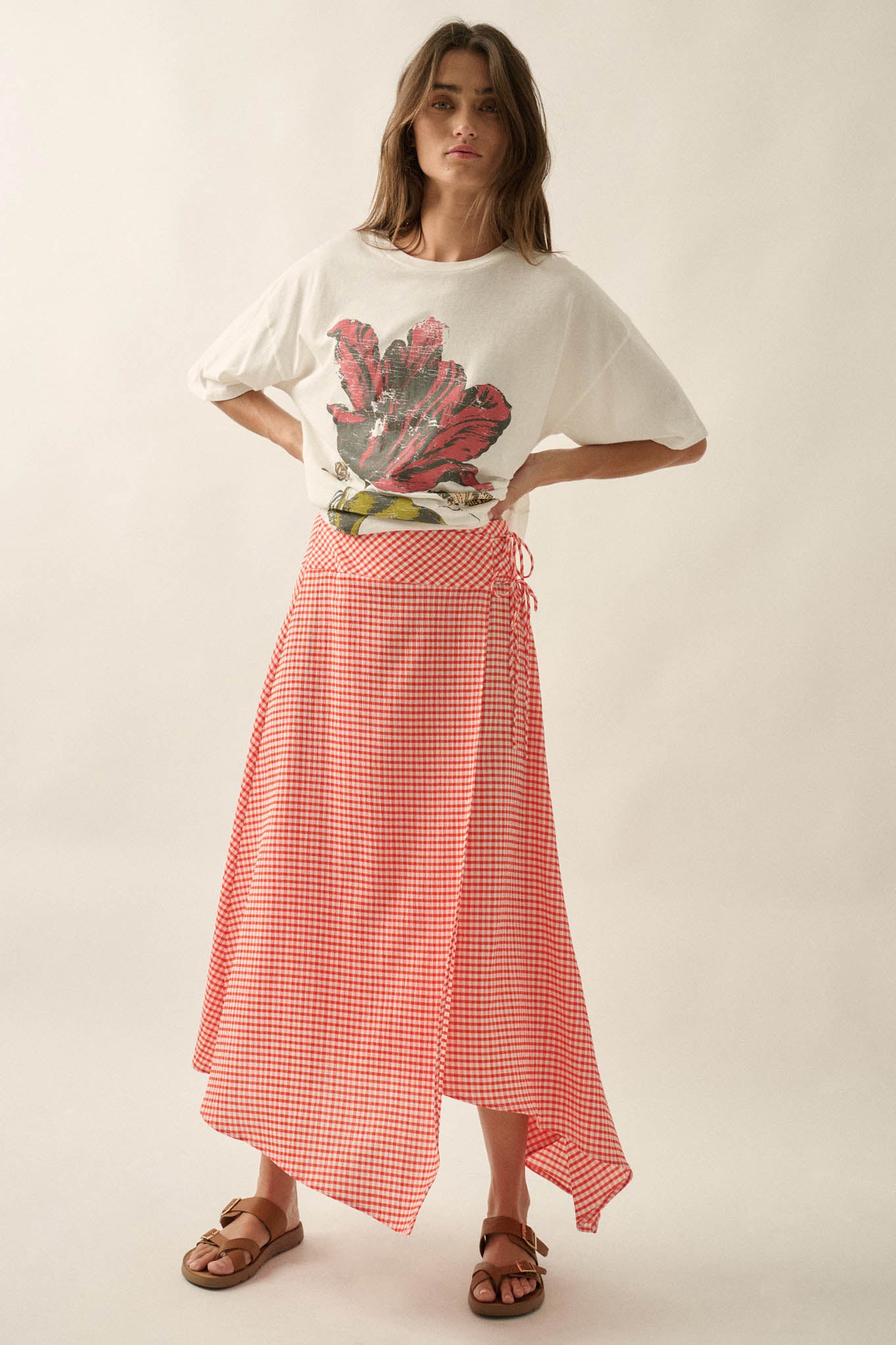 Sweet As Can Be Gingham Side-Tie Wrap Maxi Skirt - ShopPromesa