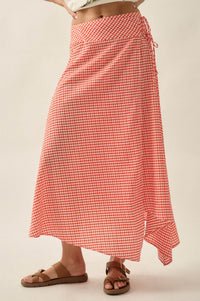 Sweet As Can Be Gingham Side-Tie Wrap Maxi Skirt - ShopPromesa