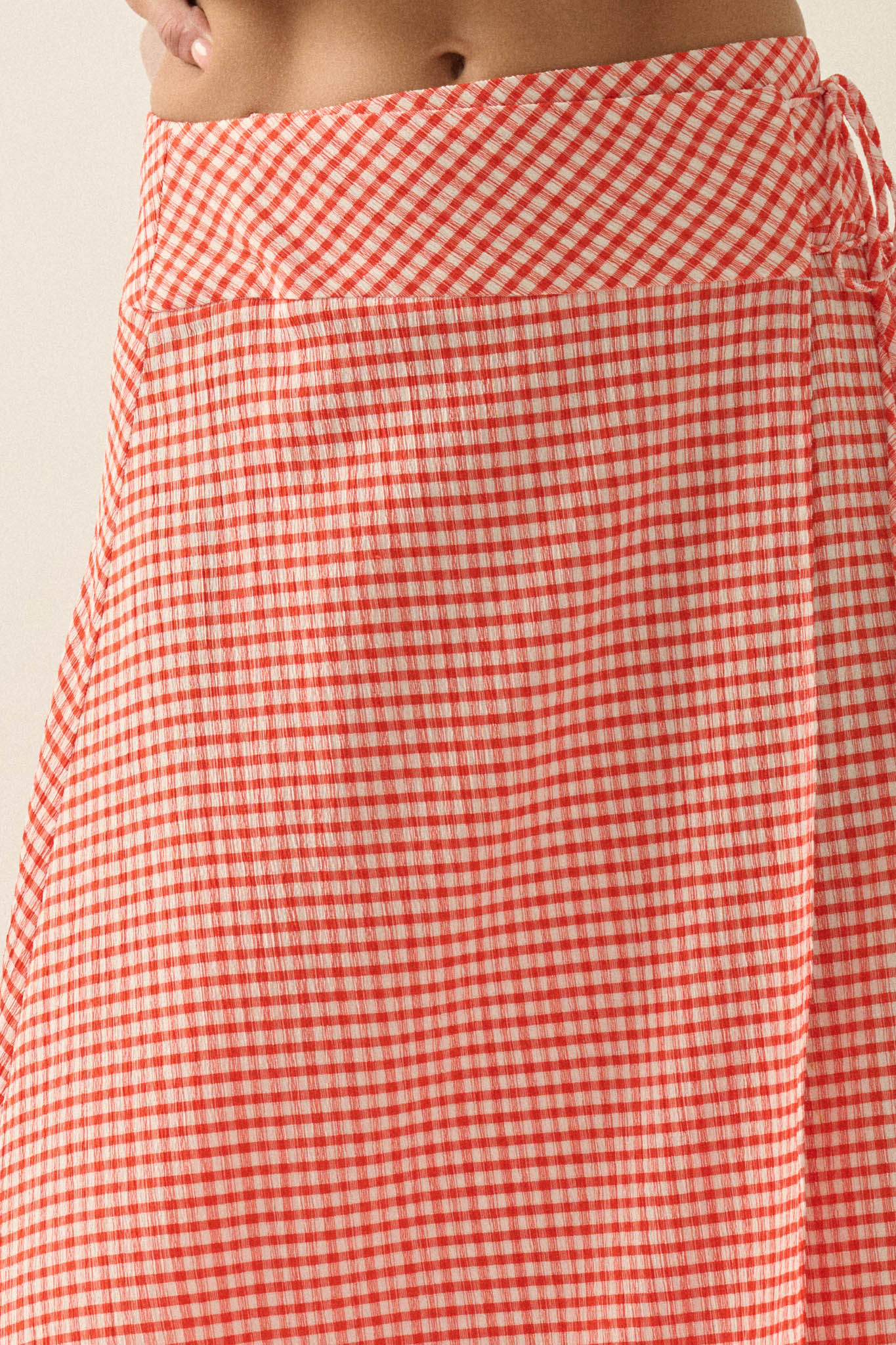 Sweet As Can Be Gingham Side-Tie Wrap Maxi Skirt - ShopPromesa