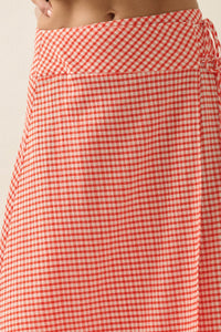 Sweet As Can Be Gingham Side-Tie Wrap Maxi Skirt - ShopPromesa