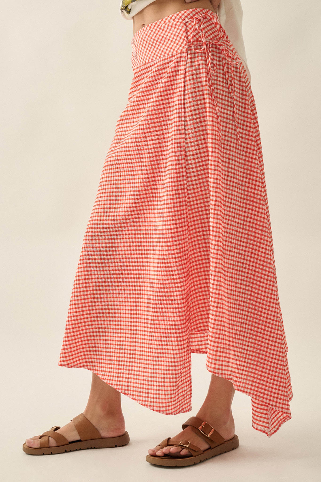 Sweet As Can Be Gingham Side-Tie Wrap Maxi Skirt - ShopPromesa