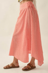 Sweet As Can Be Gingham Side-Tie Wrap Maxi Skirt - ShopPromesa