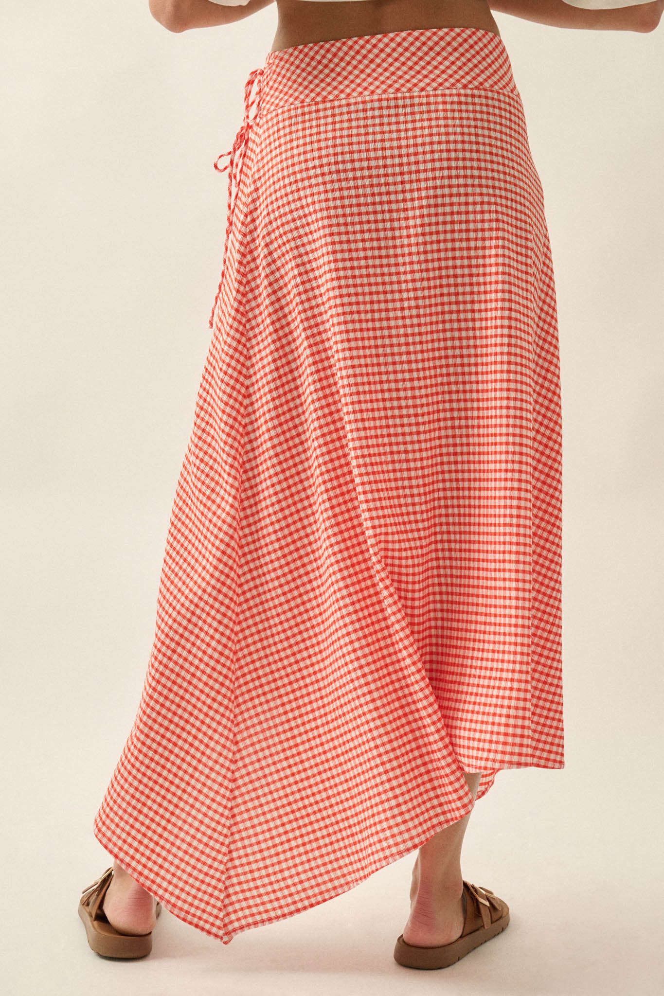 Sweet As Can Be Gingham Side-Tie Wrap Maxi Skirt - ShopPromesa