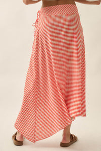 Sweet As Can Be Gingham Side-Tie Wrap Maxi Skirt - ShopPromesa