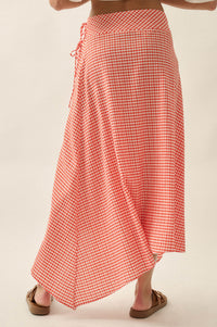 Sweet As Can Be Gingham Side-Tie Wrap Maxi Skirt - ShopPromesa