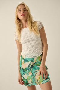 Wildest Dreams Abstract-Print Satin Mini Skirt - ShopPromesa