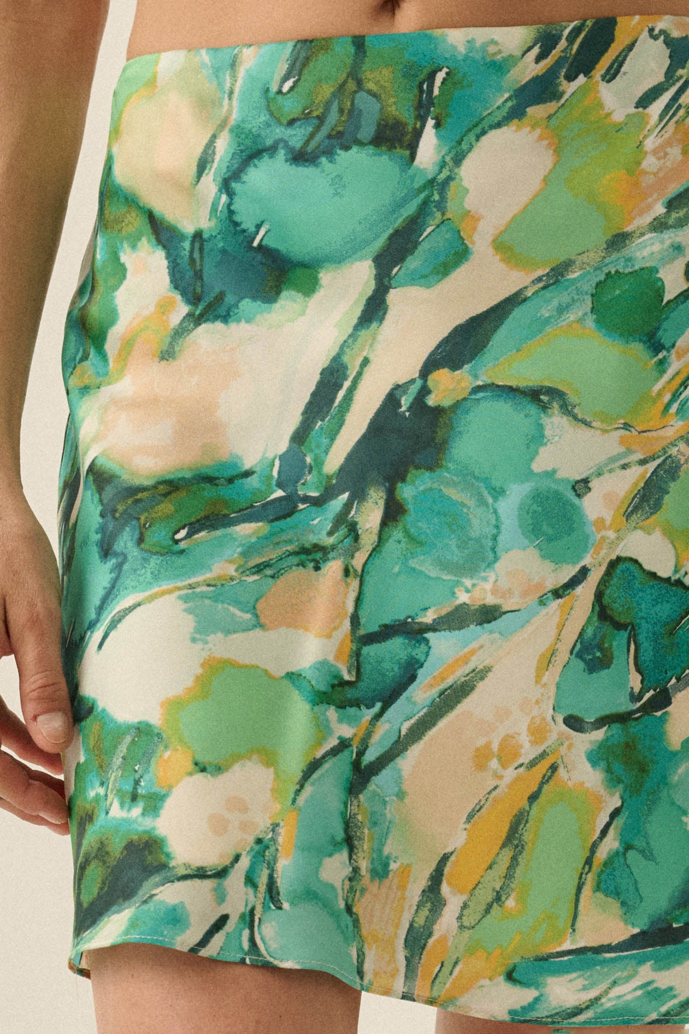 Wildest Dreams Abstract-Print Satin Mini Skirt - ShopPromesa