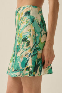 Wildest Dreams Abstract-Print Satin Mini Skirt - ShopPromesa
