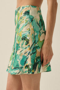 Wildest Dreams Abstract-Print Satin Mini Skirt - ShopPromesa