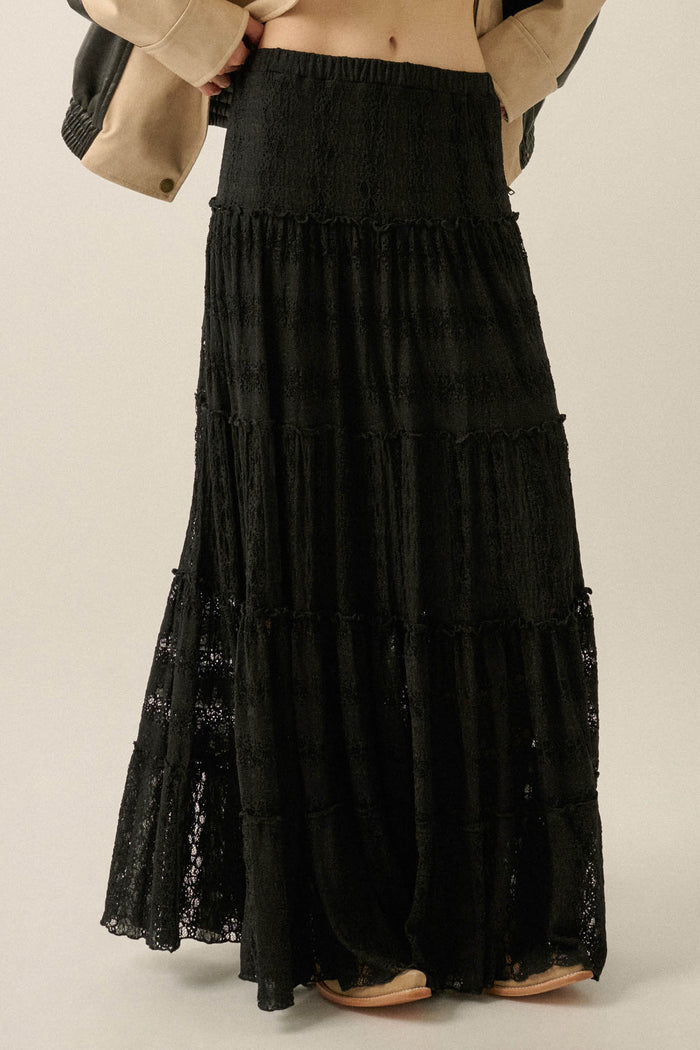 Forgotten Romance Lace Tiered Ruffle Maxi Skirt - ShopPromesa