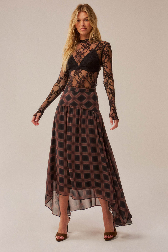 Meet Me There Plaid Chiffon Drop-Waist Maxi Skirt - ShopPromesa