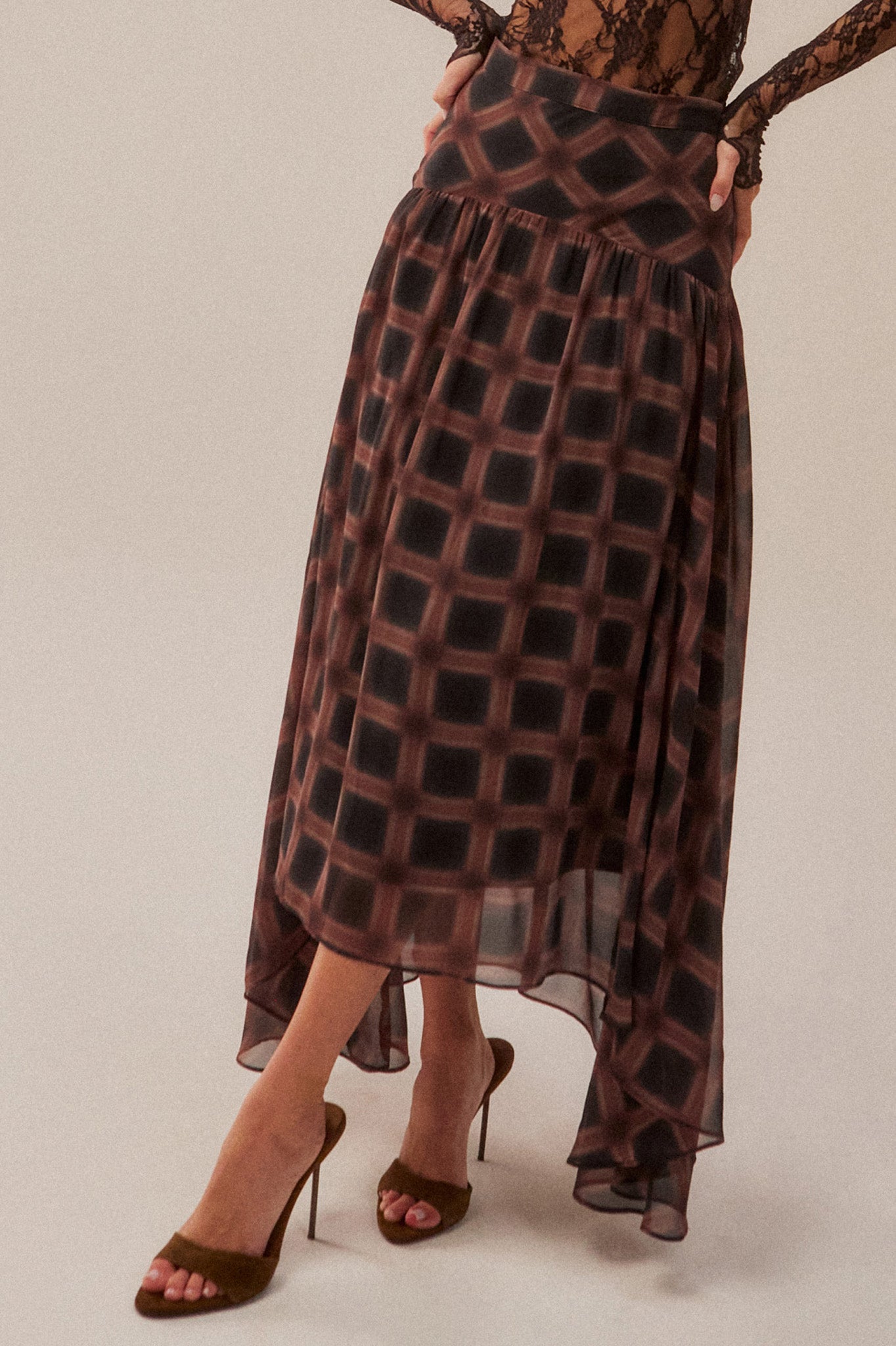 Meet Me There Plaid Chiffon Drop-Waist Maxi Skirt - ShopPromesa