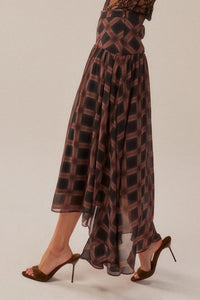 Meet Me There Plaid Chiffon Drop-Waist Maxi Skirt - ShopPromesa