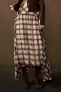 Meet Me There Plaid Chiffon Drop-Waist Maxi Skirt - ShopPromesa