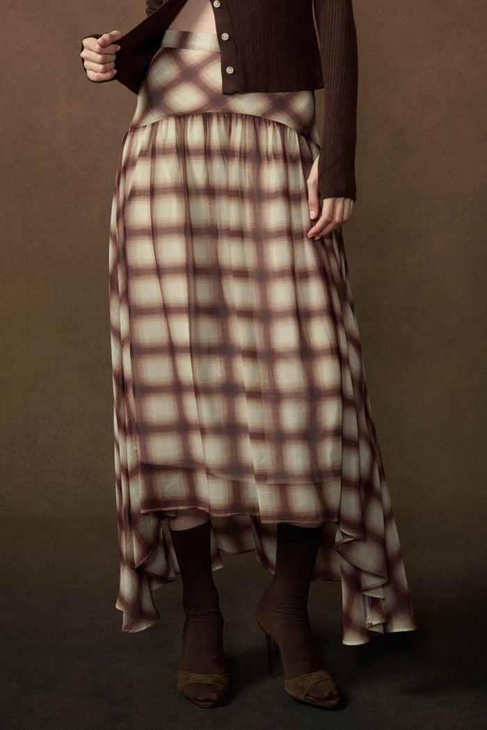 Meet Me There Plaid Chiffon Drop-Waist Maxi Skirt - ShopPromesa