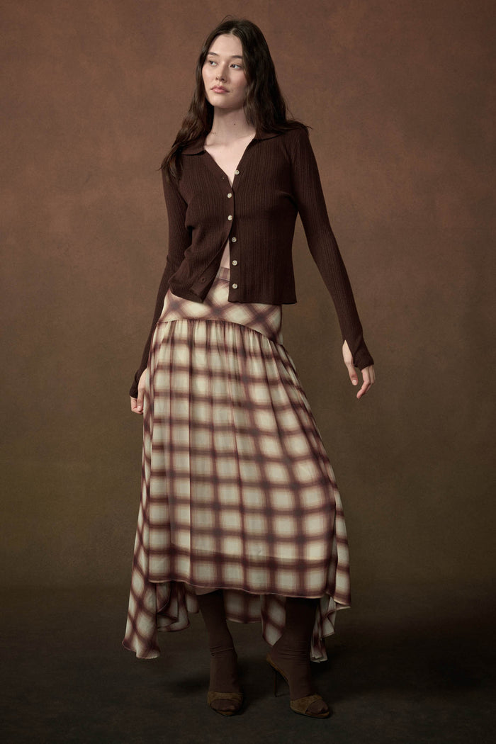 Meet Me There Plaid Chiffon Drop-Waist Maxi Skirt - ShopPromesa