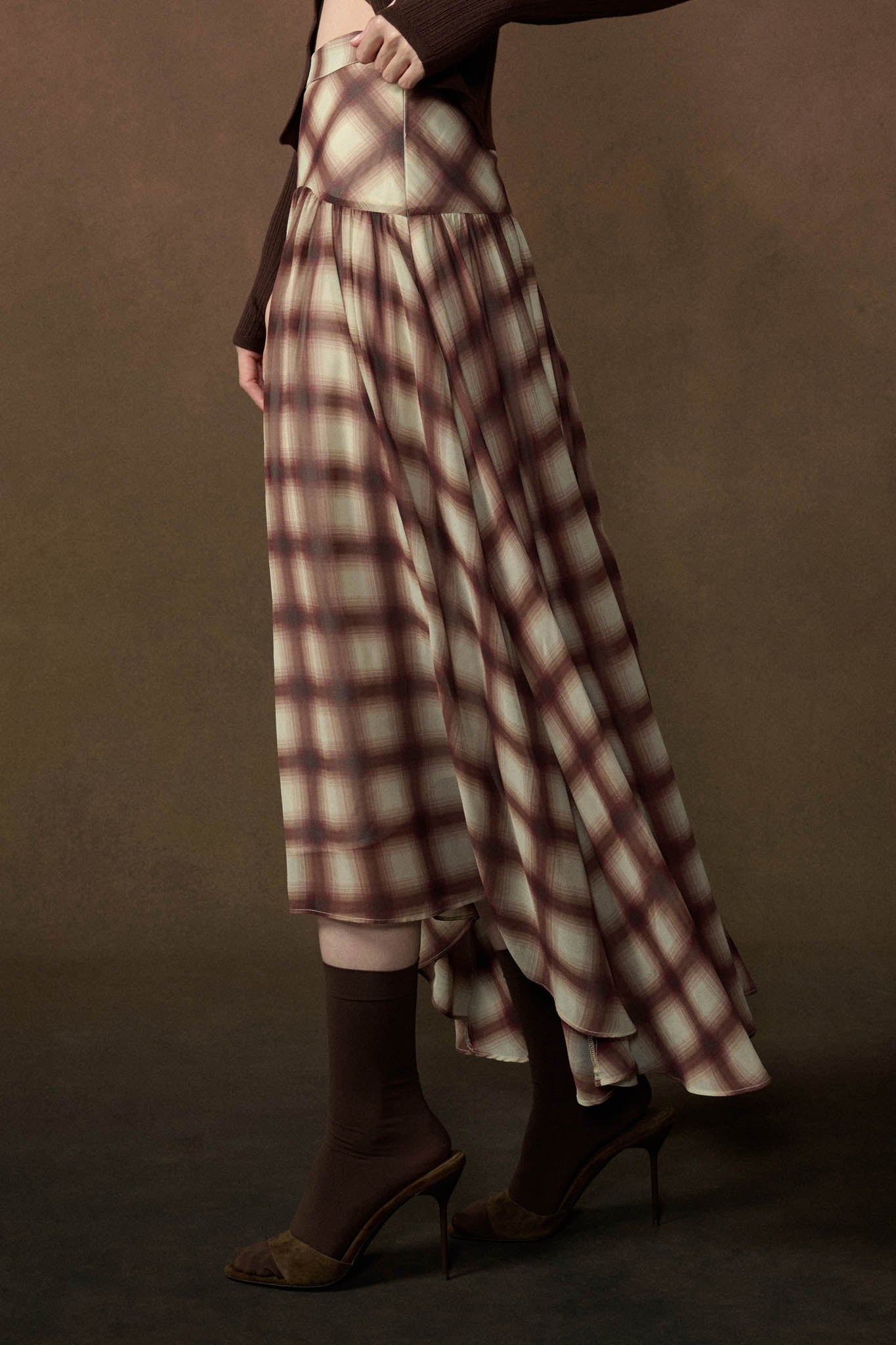 Meet Me There Plaid Chiffon Drop-Waist Maxi Skirt - ShopPromesa