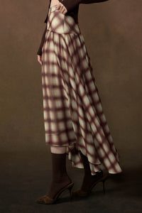 Meet Me There Plaid Chiffon Drop-Waist Maxi Skirt - ShopPromesa