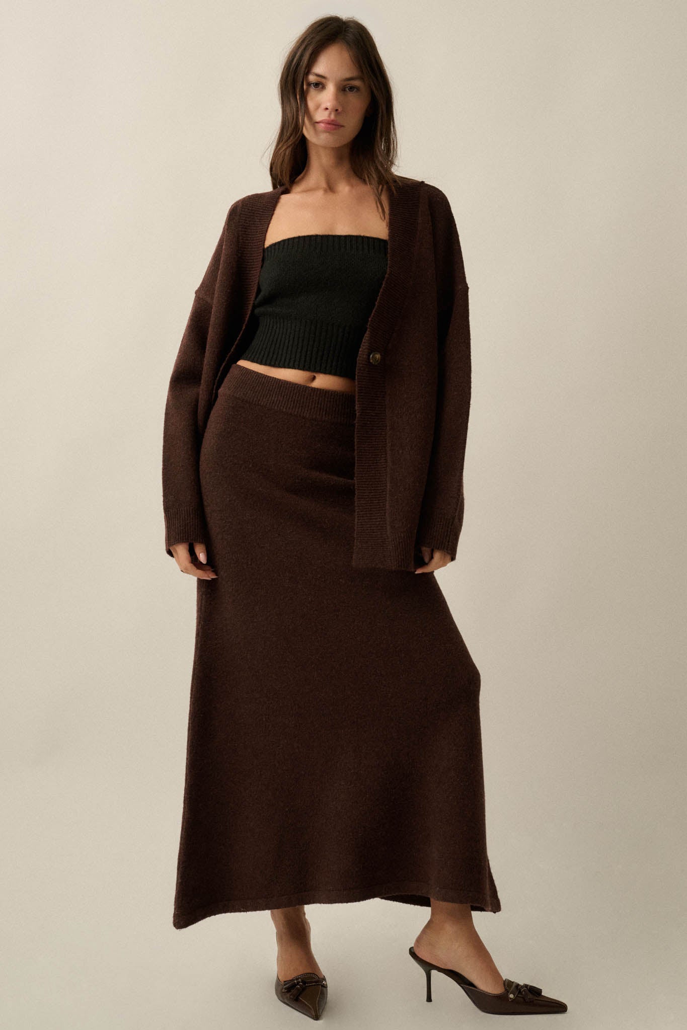 Softest Hour Solid Knit A-Line Maxi Sweater Skirt - ShopPromesa