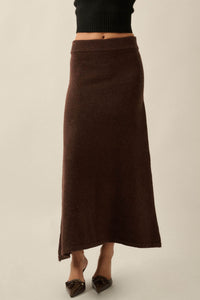 Softest Hour Solid Knit A-Line Maxi Sweater Skirt - ShopPromesa