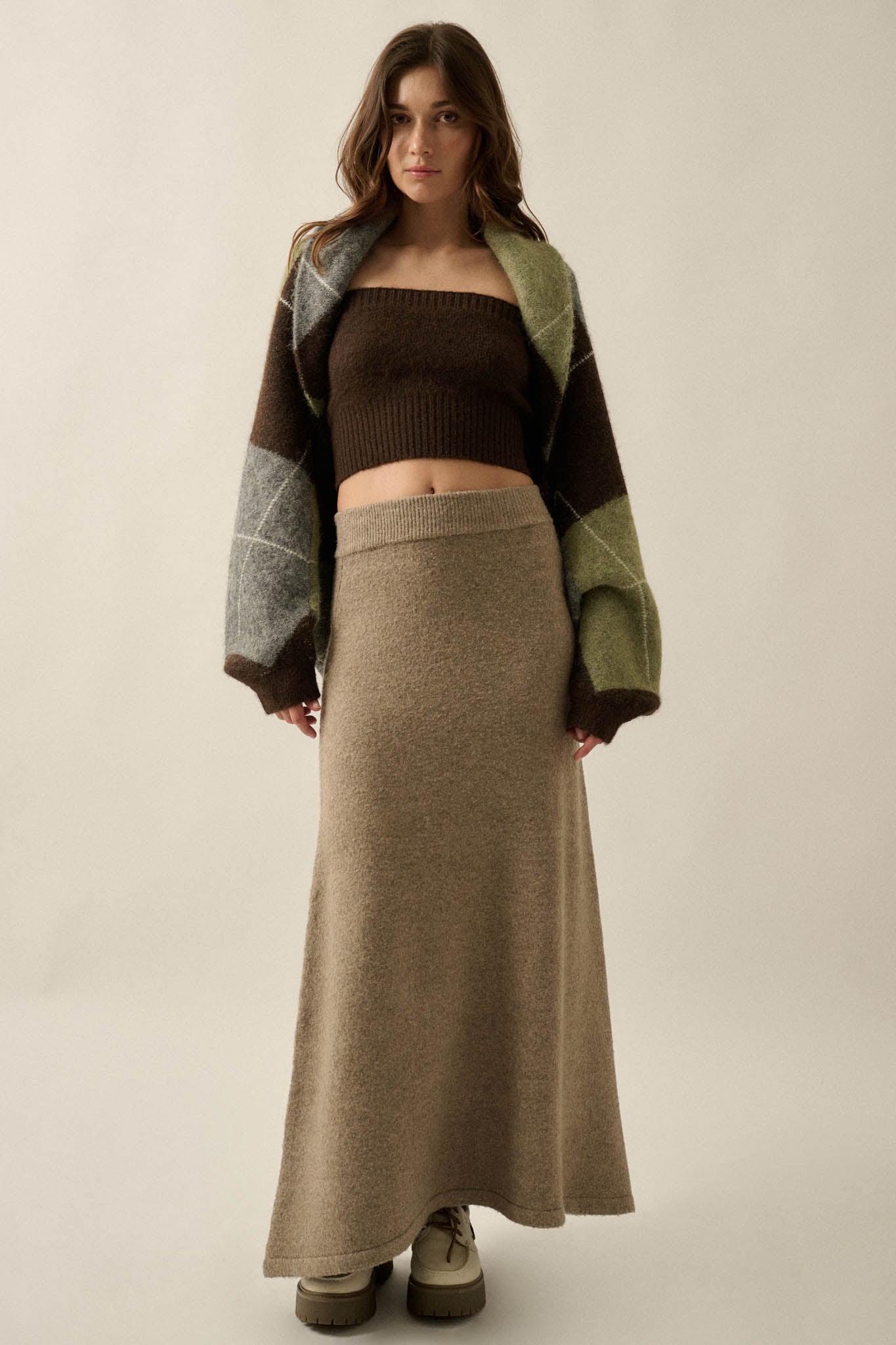 Softest Hour Solid Knit A-Line Maxi Sweater Skirt - ShopPromesa