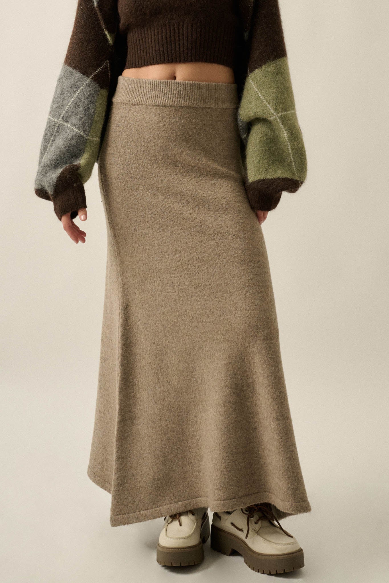 Softest Hour Solid Knit A-Line Maxi Sweater Skirt - ShopPromesa