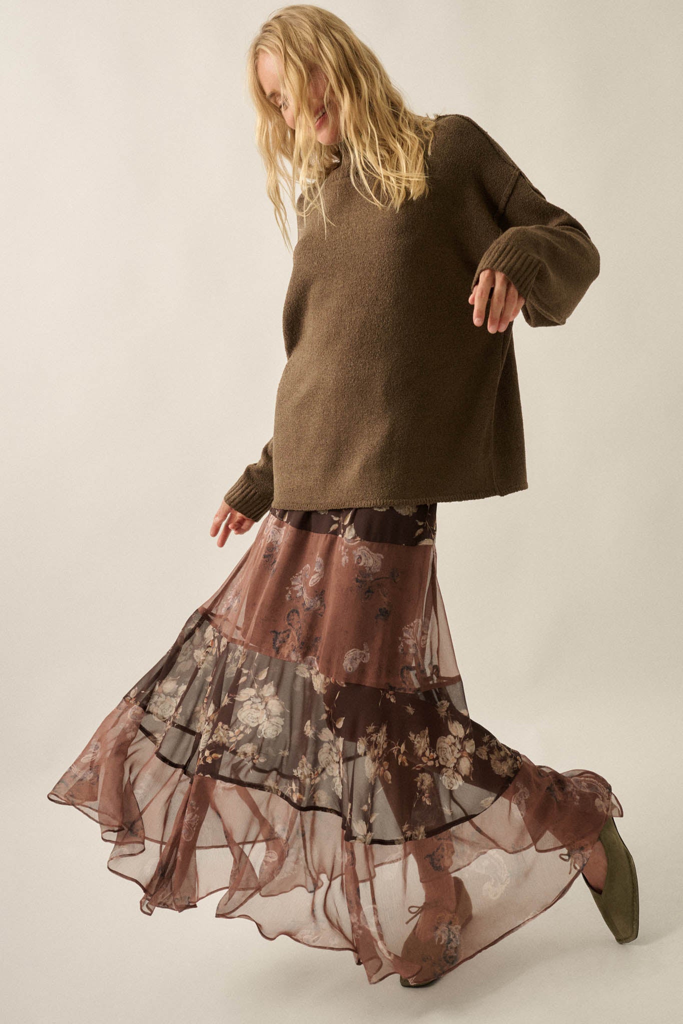 Pick Your Fancy Paisley and Floral Paneled Maxi Skirt