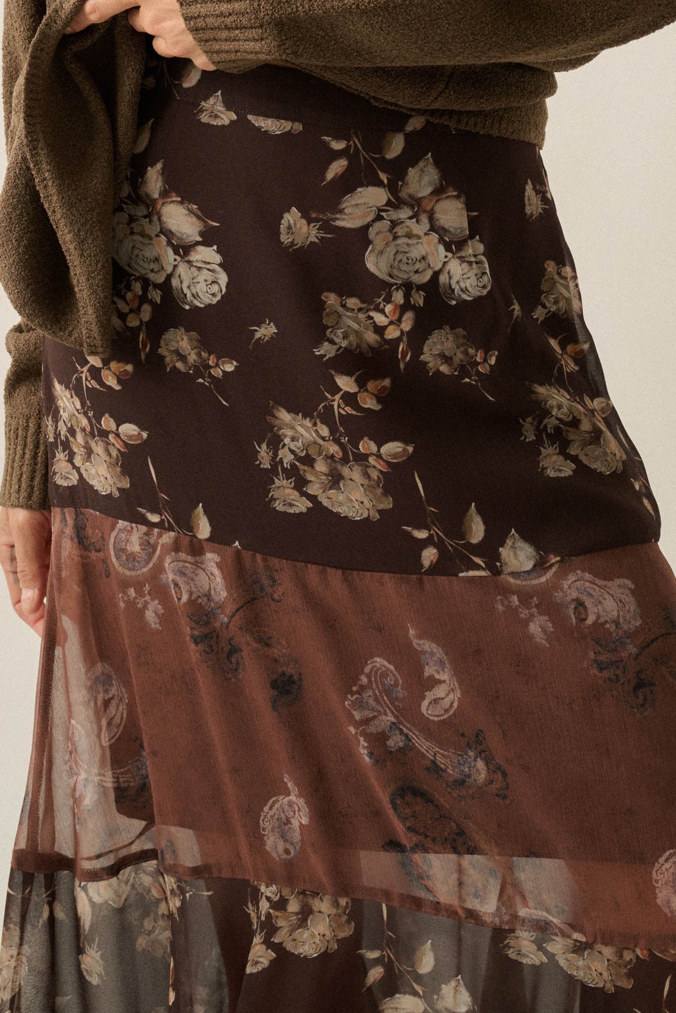 Pick Your Fancy Paisley and Floral Paneled Maxi Skirt - ShopPromesa